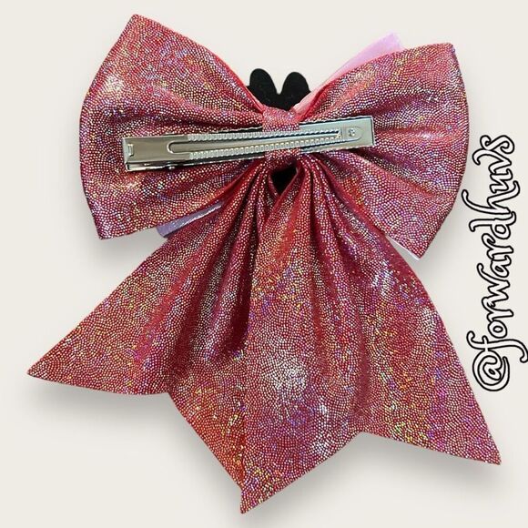 Large Sparkly Minnie Mouse Bow With Clip - Picture 4 of 9
